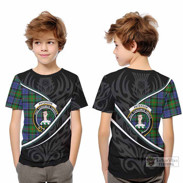 Paterson Tartan Family Crest Kid T-shirt Celtic Scottish Thistle Floral