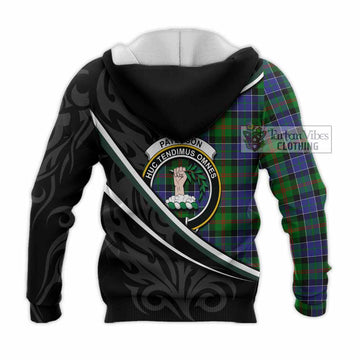 Paterson Tartan Family Crest Knitted Hoodie Celtic Scottish Thistle Floral