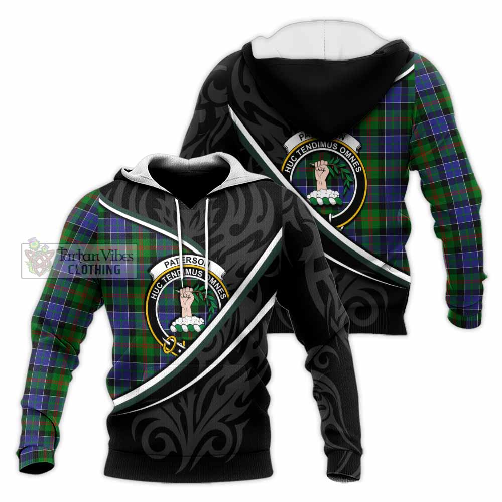 Paterson Tartan Family Crest Knitted Hoodie Celtic Scottish Thistle Floral - Tartan Vibes Clothing