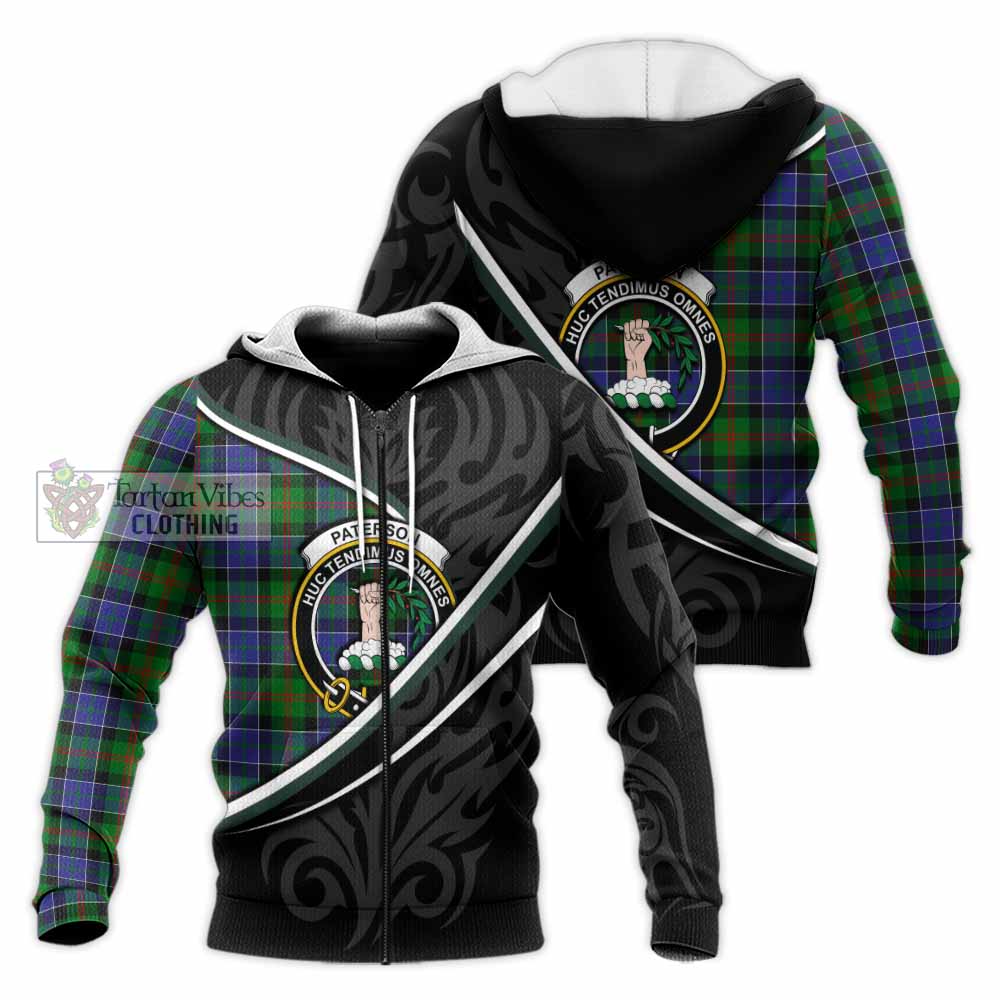 Paterson Tartan Family Crest Knitted Hoodie Celtic Scottish Thistle Floral - Tartan Vibes Clothing