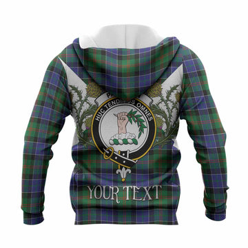 Paterson Tartan Family Crest Knitted Hoodie Scottish Burns Night Thistle Floral