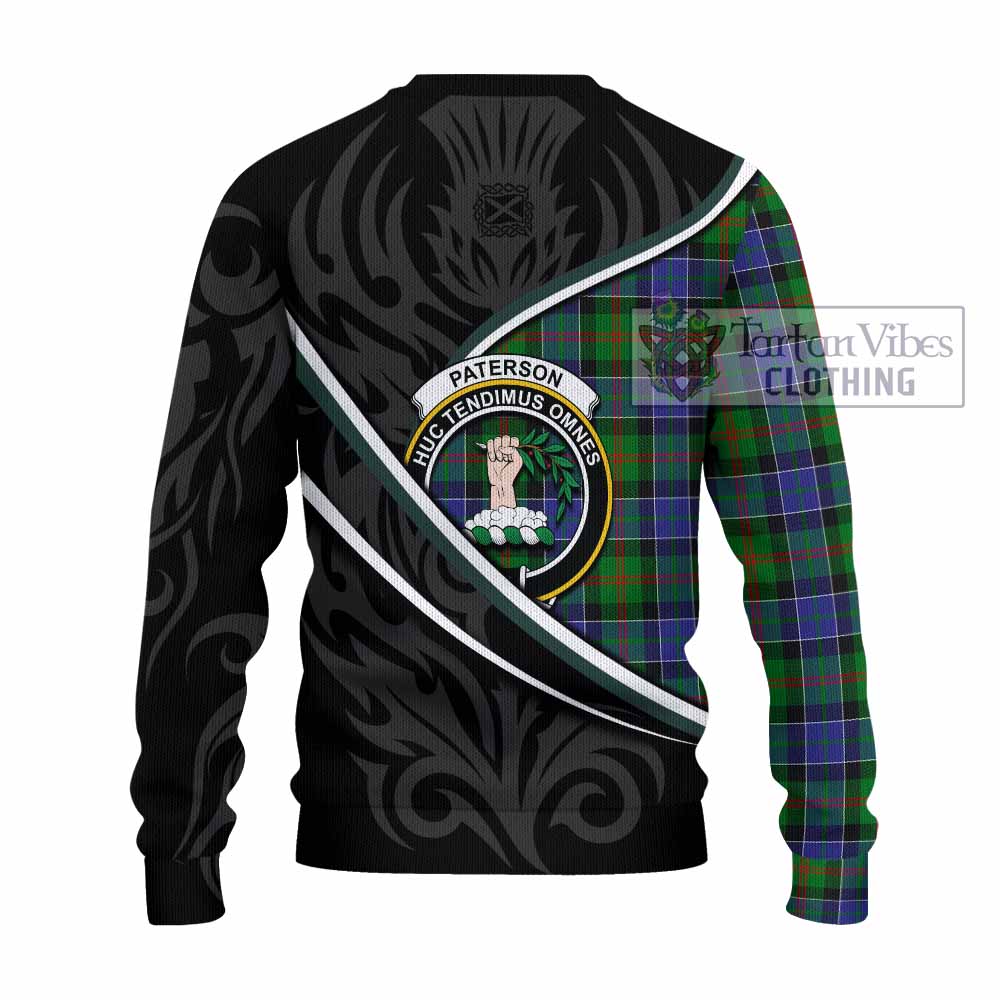 Paterson Tartan Family Crest Knitted Sweater Celtic Scottish Thistle Floral - Tartan Vibes Clothing
