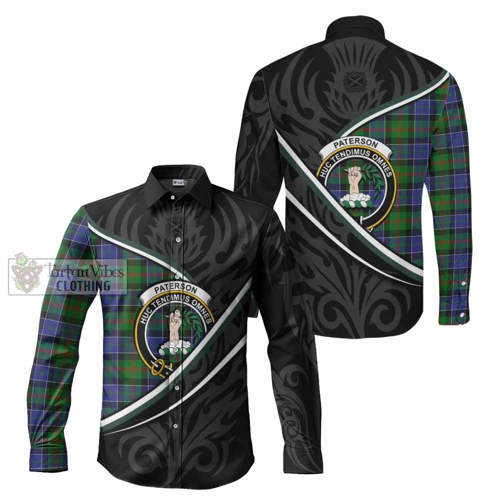 Paterson Tartan Family Crest Long Sleeve Button Shirts Celtic Scottish Thistle Floral - Tartan Vibes Clothing