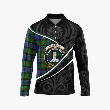 Paterson Tartan Family Crest Long Sleeve Polo Shirt Celtic Scottish Thistle Floral - Tartan Vibes Clothing