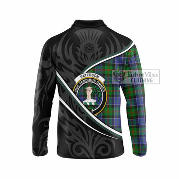 Paterson Tartan Family Crest Long Sleeve Polo Shirt Celtic Scottish Thistle Floral - Tartan Vibes Clothing