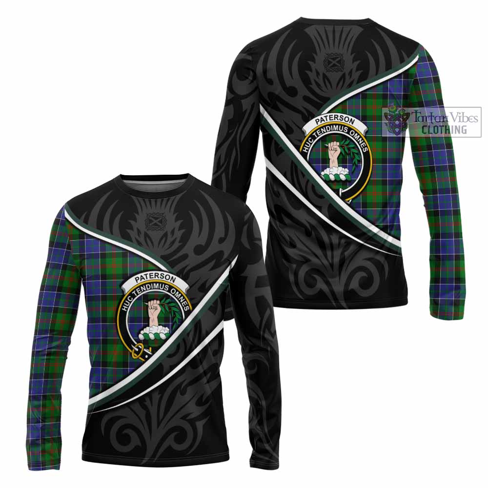 Paterson Tartan Family Crest Long Sleeve T-Shirt Celtic Scottish Thistle Floral - Tartan Vibes Clothing