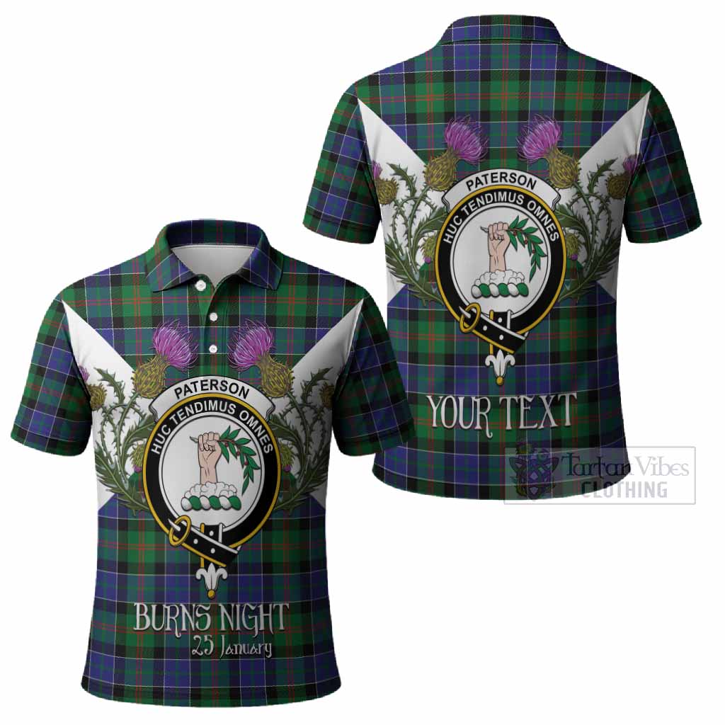 Paterson Tartan Family Crest Polo Shirt Scottish Burns Night Thistle Floral