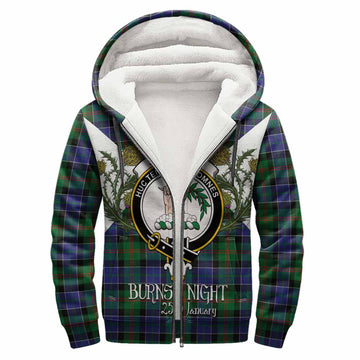 Paterson Tartan Family Crest Sherpa Hoodie Scottish Burns Night Thistle Floral