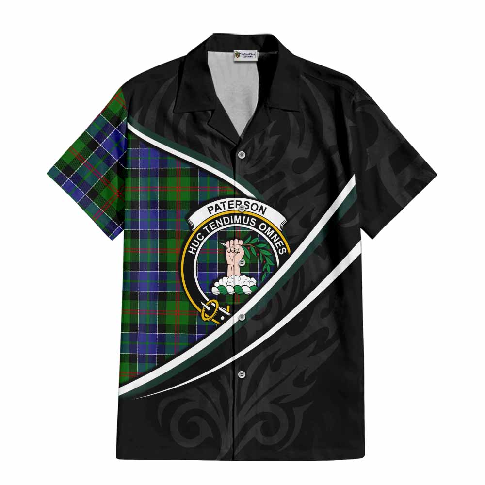 Paterson Tartan Family Crest Short Sleeve Button Shirt Celtic Scottish Thistle Floral - Tartan Vibes Clothing