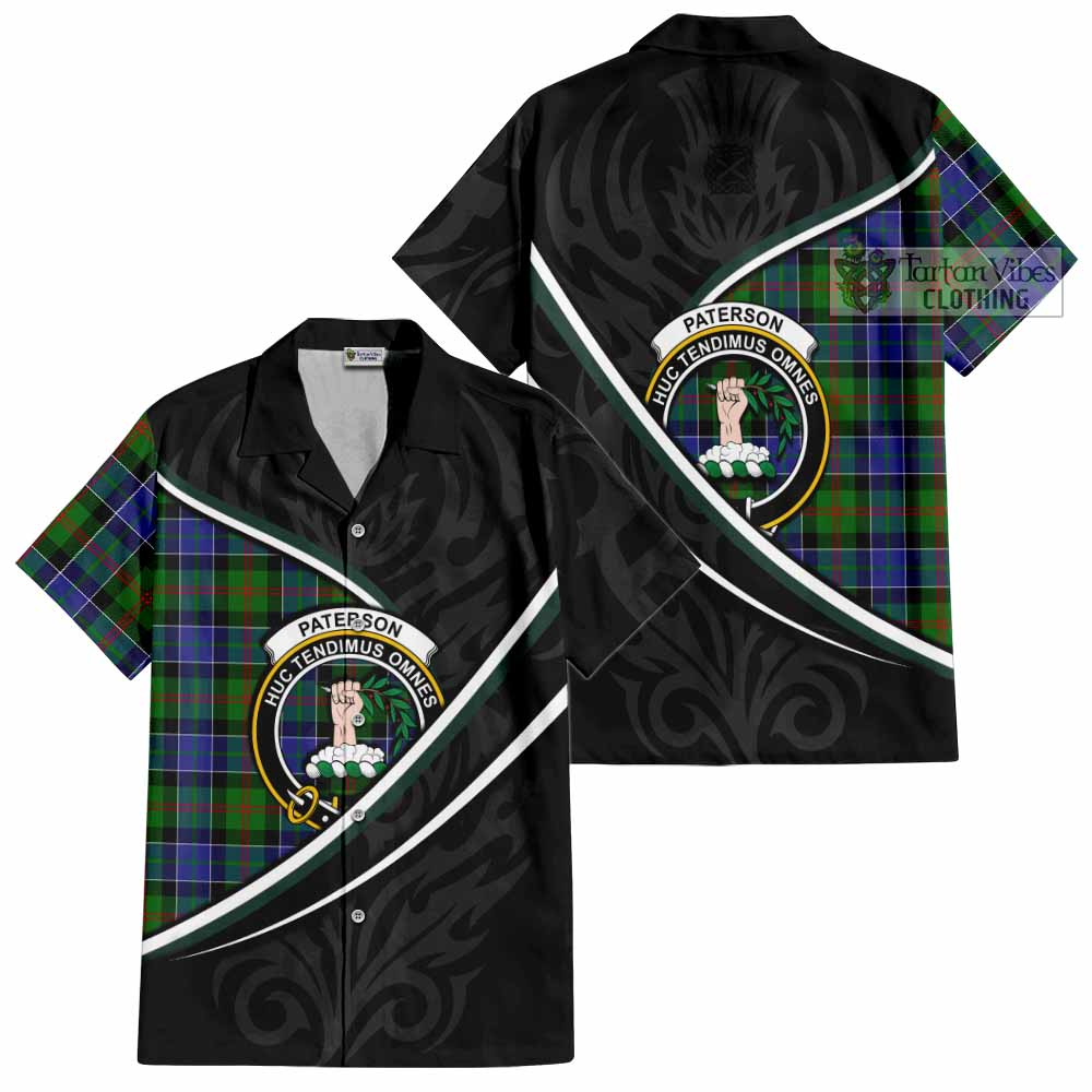 Paterson Tartan Family Crest Short Sleeve Button Shirt Celtic Scottish Thistle Floral - Tartan Vibes Clothing