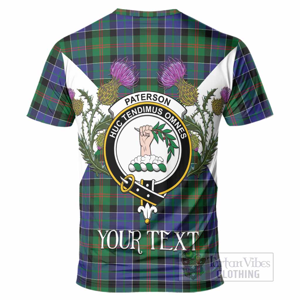 Paterson Tartan Family Crest T-Shirt Scottish Burns Night Thistle Floral
