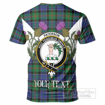 Paterson Tartan Family Crest T-Shirt Scottish Burns Night Thistle Floral