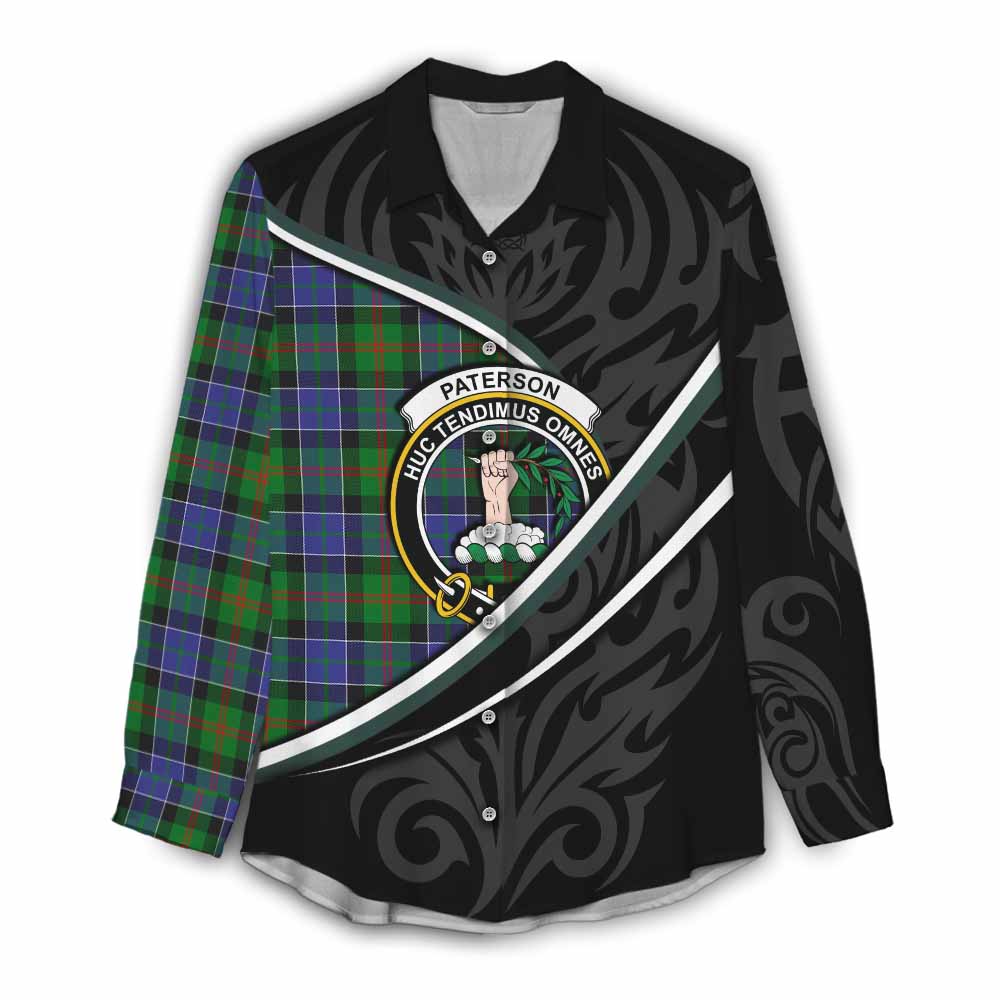 Paterson Tartan Family Crest Women Casual Shirt Celtic Scottish Thistle Floral - Tartan Vibes Clothing
