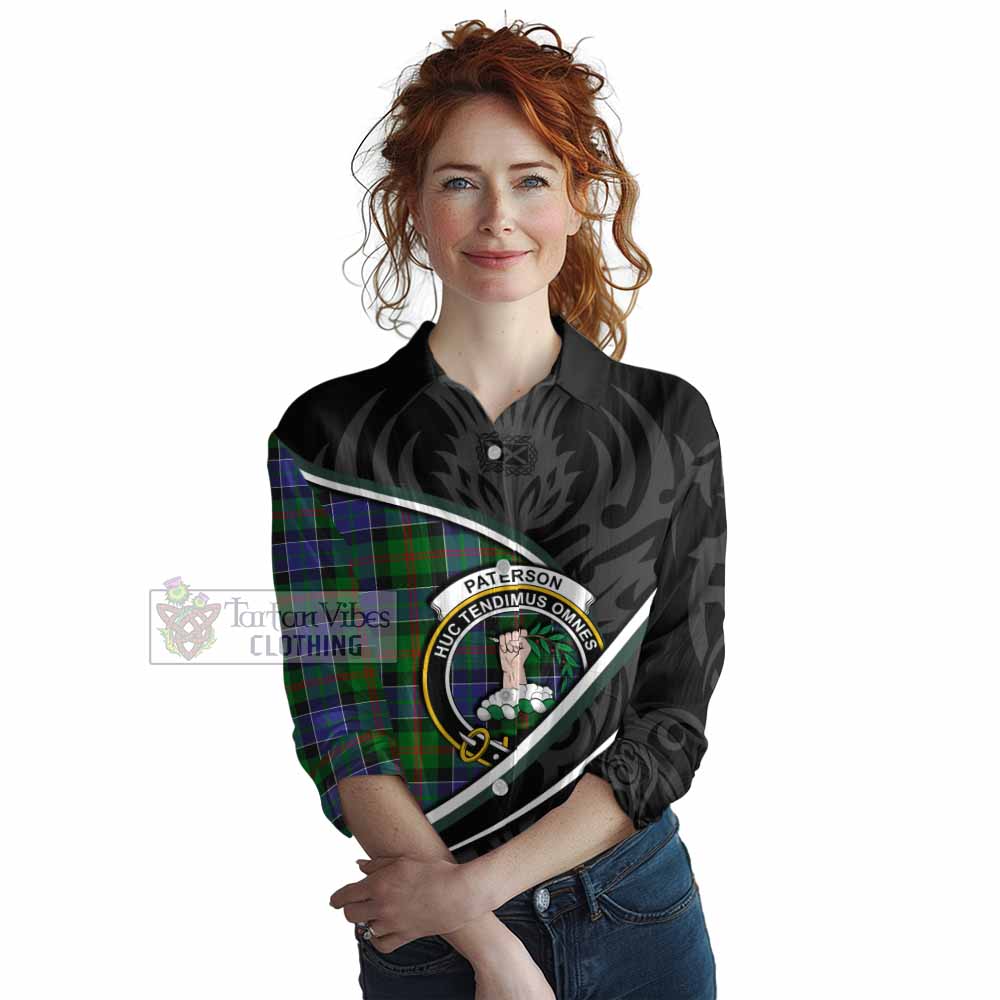 Paterson Tartan Family Crest Women Casual Shirt Celtic Scottish Thistle Floral - Tartan Vibes Clothing