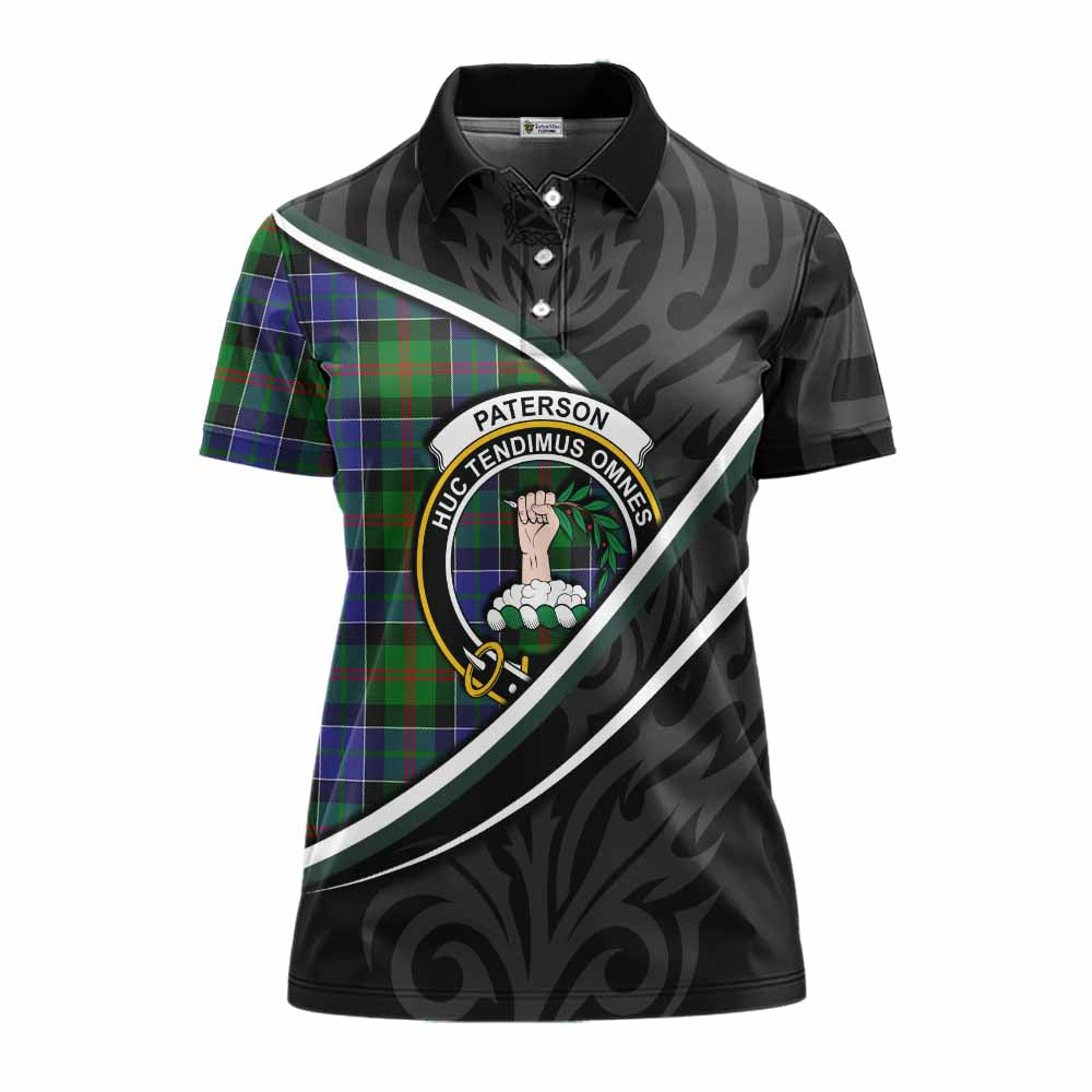 Paterson Tartan Family Crest Women's Polo Shirt Celtic Scottish Thistle Floral - Tartan Vibes Clothing