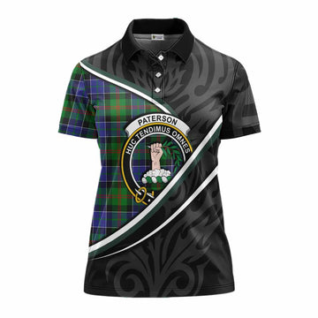 Paterson Tartan Family Crest Women's Polo Shirt Celtic Scottish Thistle Floral