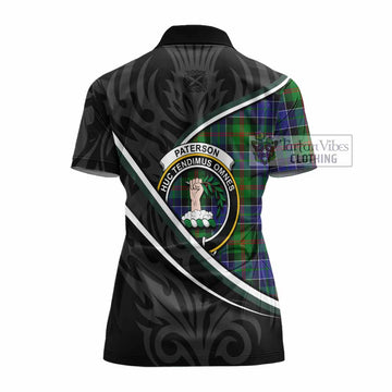 Paterson Tartan Family Crest Women's Polo Shirt Celtic Scottish Thistle Floral