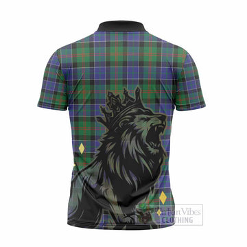 Paterson Tartan Family Crest Zipper Polo Shirt Crowned Lion Roaring