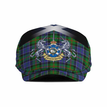 Paterson Tartan Flat Cap, Jeff Cap Alba Gu Brath Unicorn Crest