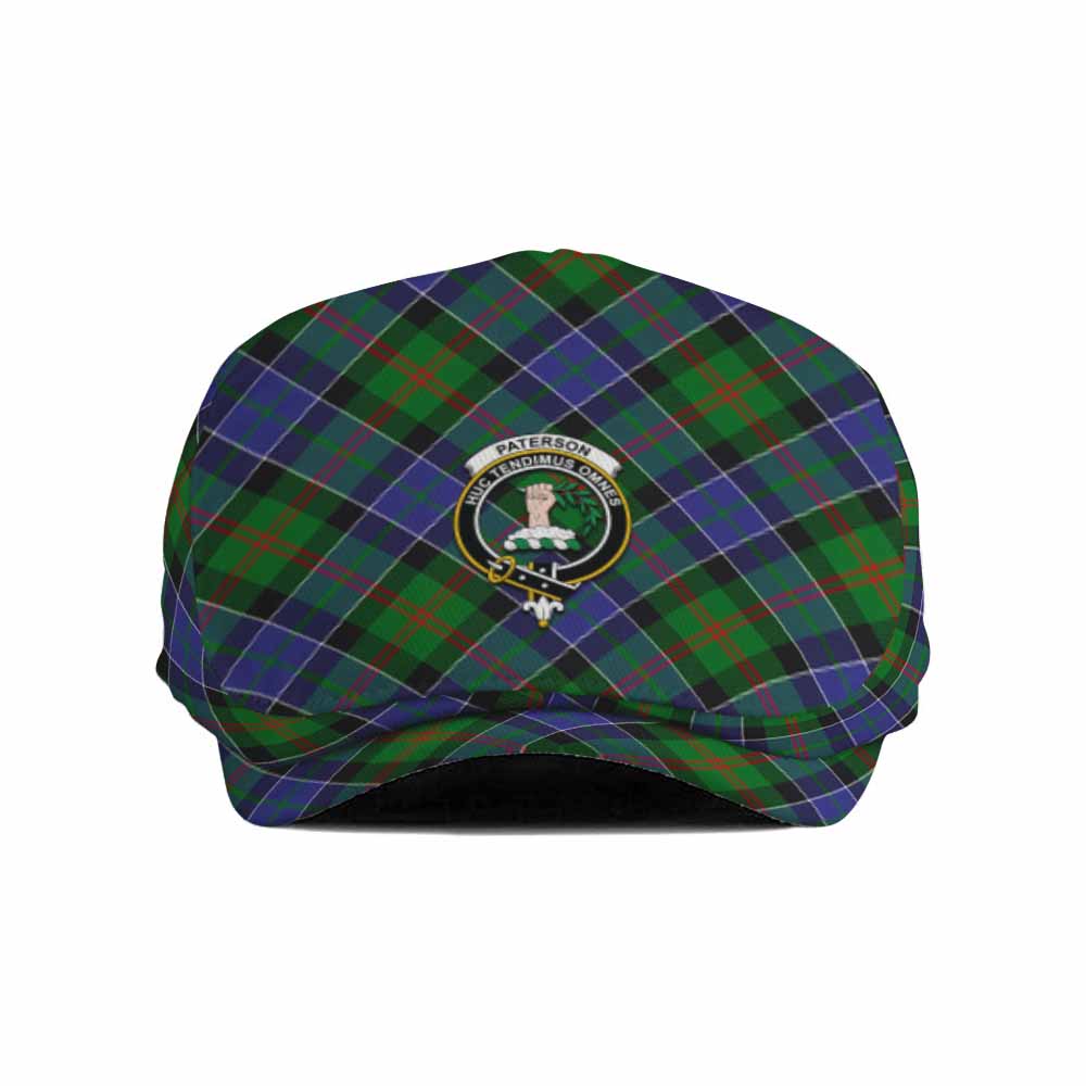 Paterson Tartan Flat Cap, Jeff Cap Cross Style with Family Crest - Tartan Vibes Clothing