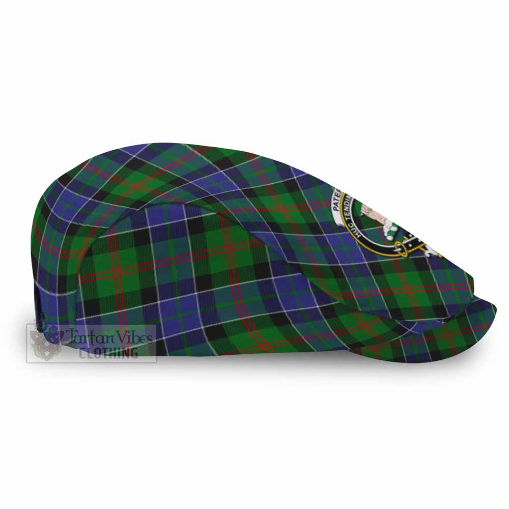 Paterson Tartan Flat Cap, Jeff Cap Cross Style with Family Crest - Tartan Vibes Clothing