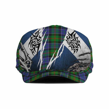 Paterson Tartan Flat Cap, Jeff Cap Scotland Flag Ripped Tribal Design