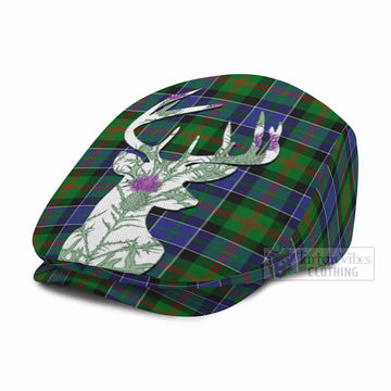 Paterson Tartan Flat Cap, Jeff Cap Scottish Stag Thistle Floral Art