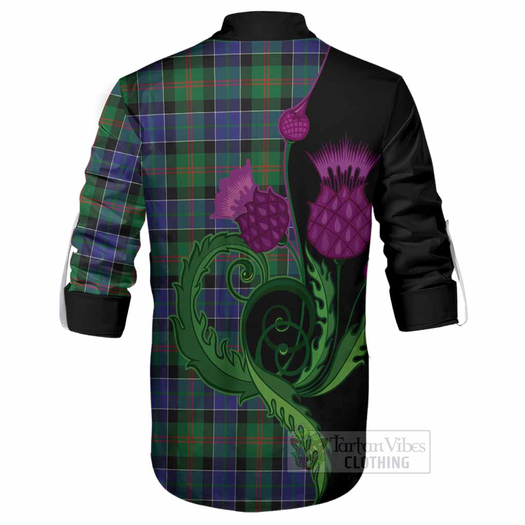 Paterson Tartan Ghillie Shirt Traditional Scottish Thistle