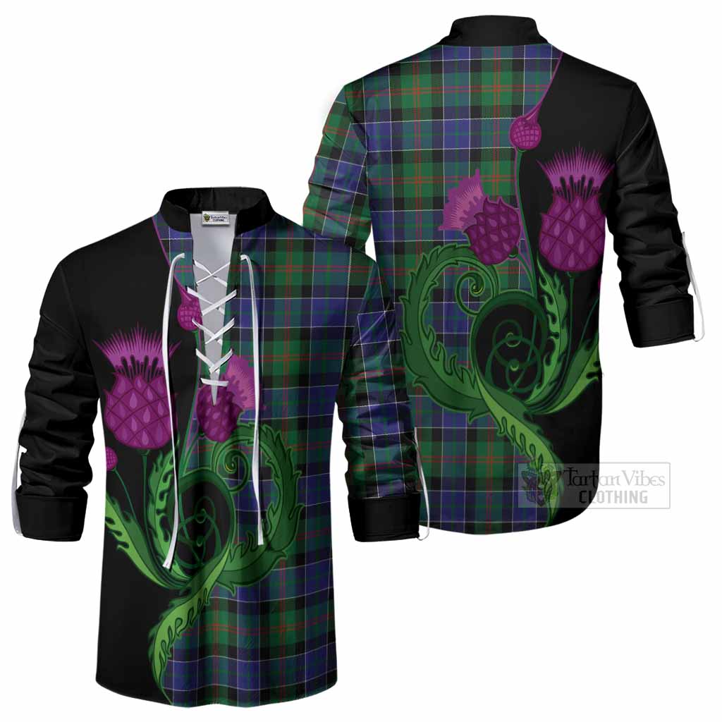 Paterson Tartan Ghillie Shirt Traditional Scottish Thistle