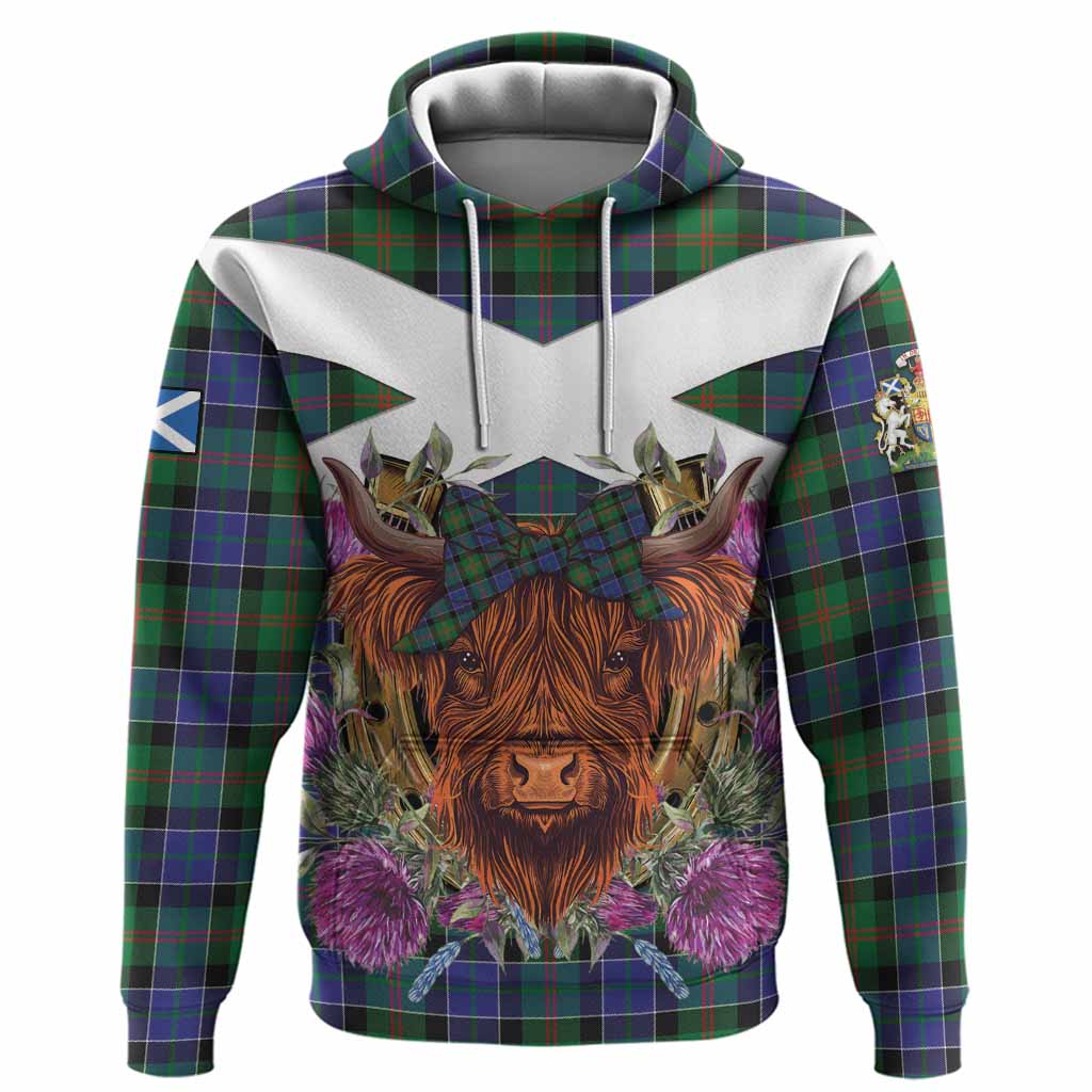 Paterson Tartan Hoodie Scottish Thistle Heilan Coo