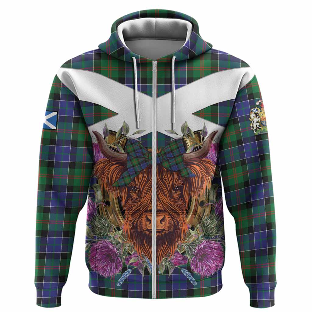 Paterson Tartan Hoodie Scottish Thistle Heilan Coo