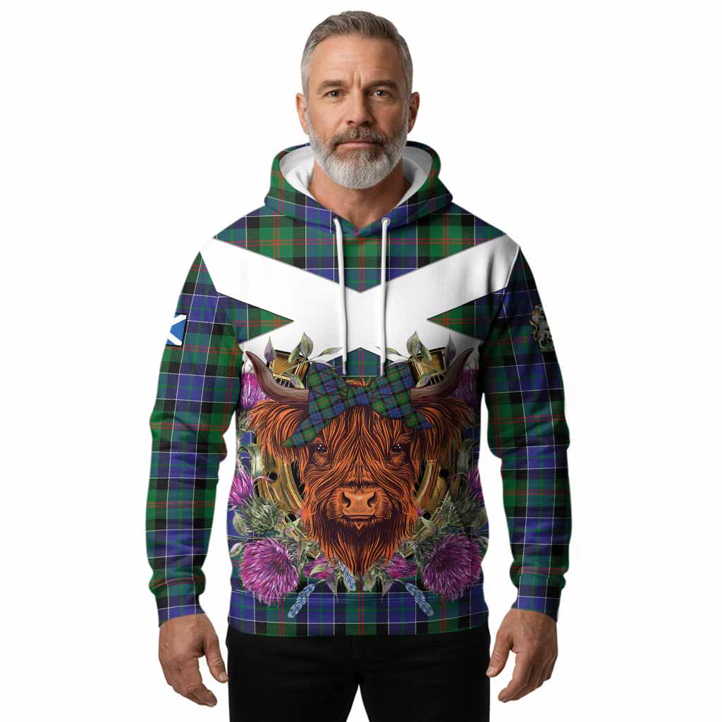 Paterson Tartan Hoodie Scottish Thistle Heilan Coo