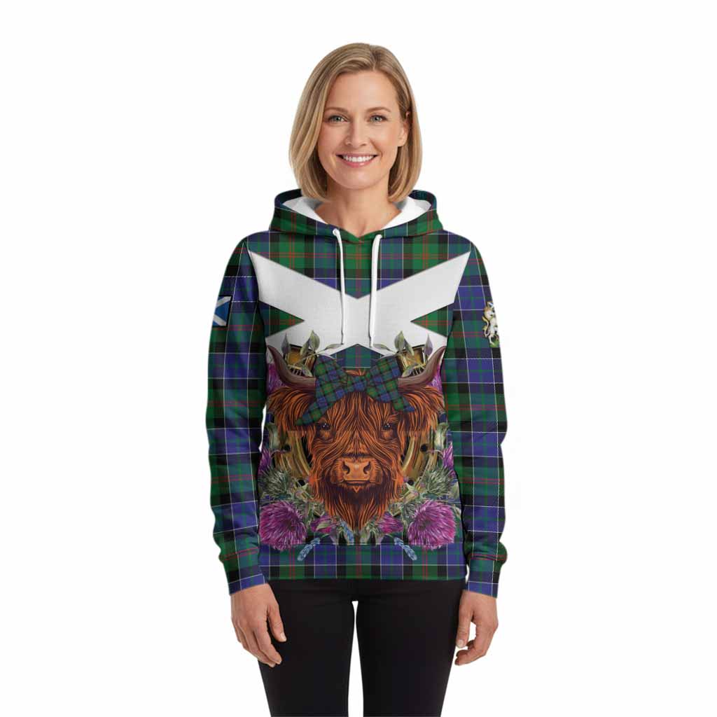 Paterson Tartan Hoodie Scottish Thistle Heilan Coo