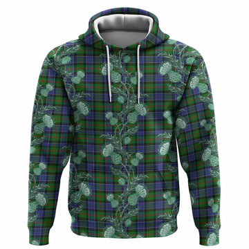 Paterson Tartan Hoodie Seamless Scottish Thistle Flowers