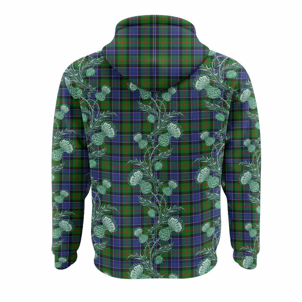 Paterson Tartan Hoodie Seamless Scottish Thistle Flowers