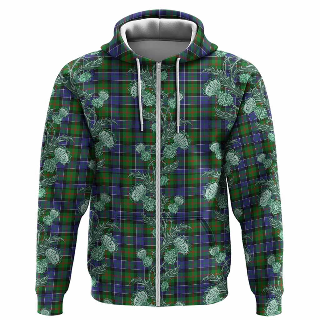 Paterson Tartan Hoodie Seamless Scottish Thistle Flowers