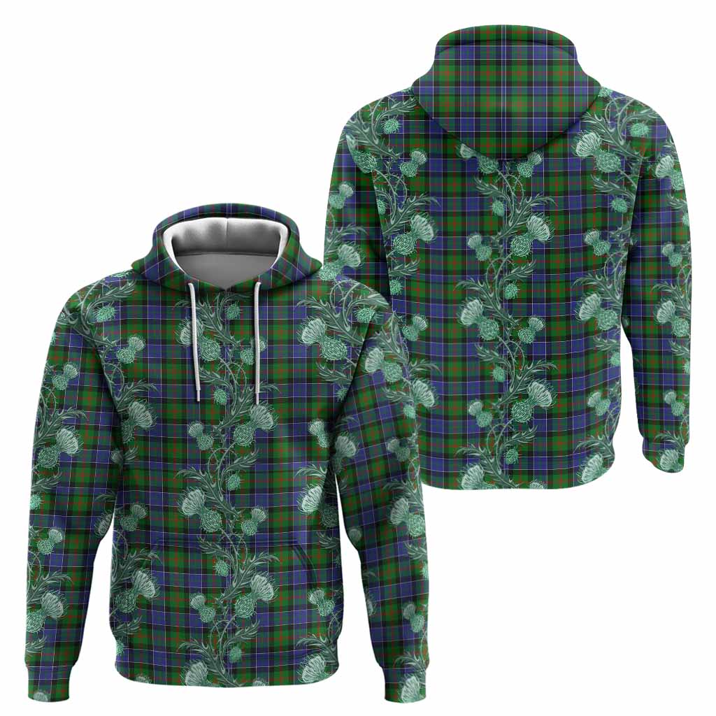 Paterson Tartan Hoodie Seamless Scottish Thistle Flowers