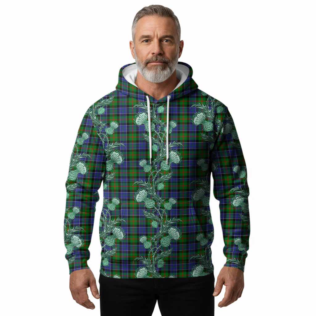 Paterson Tartan Hoodie Seamless Scottish Thistle Flowers