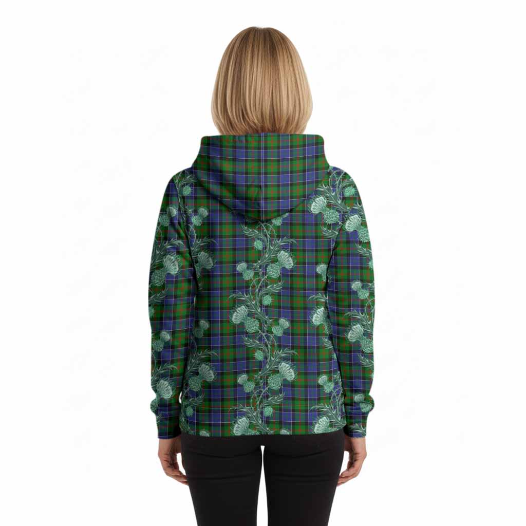 Paterson Tartan Hoodie Seamless Scottish Thistle Flowers