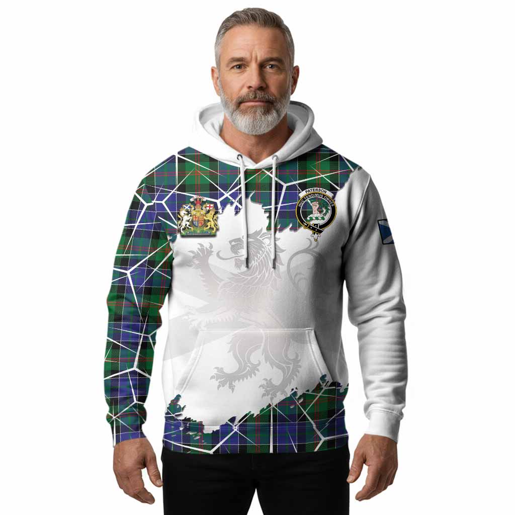 Paterson Tartan Hoodie with Family Crest and Lion Rampant Grunge Style