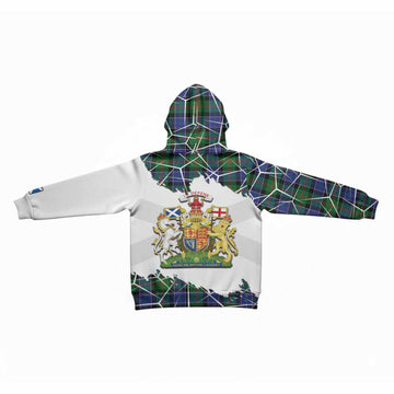 Paterson Tartan Kid Hoodie with Family Crest and Lion Rampant Grunge Style