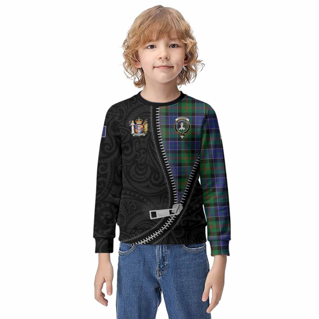 Paterson Tartan Kid Knitted Sweatshirt New Zealand Pattern Unique Zipper Stylized