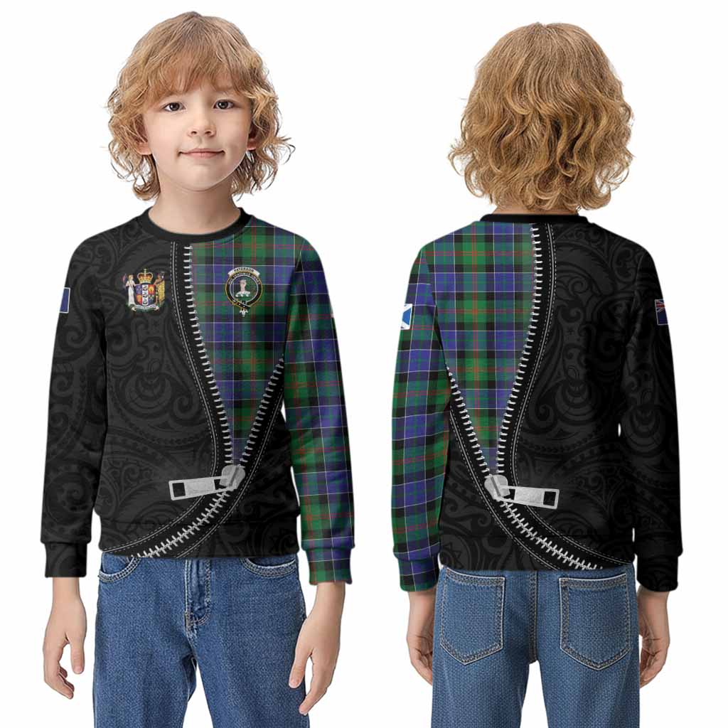 Paterson Tartan Kid Knitted Sweatshirt New Zealand Pattern Unique Zipper Stylized