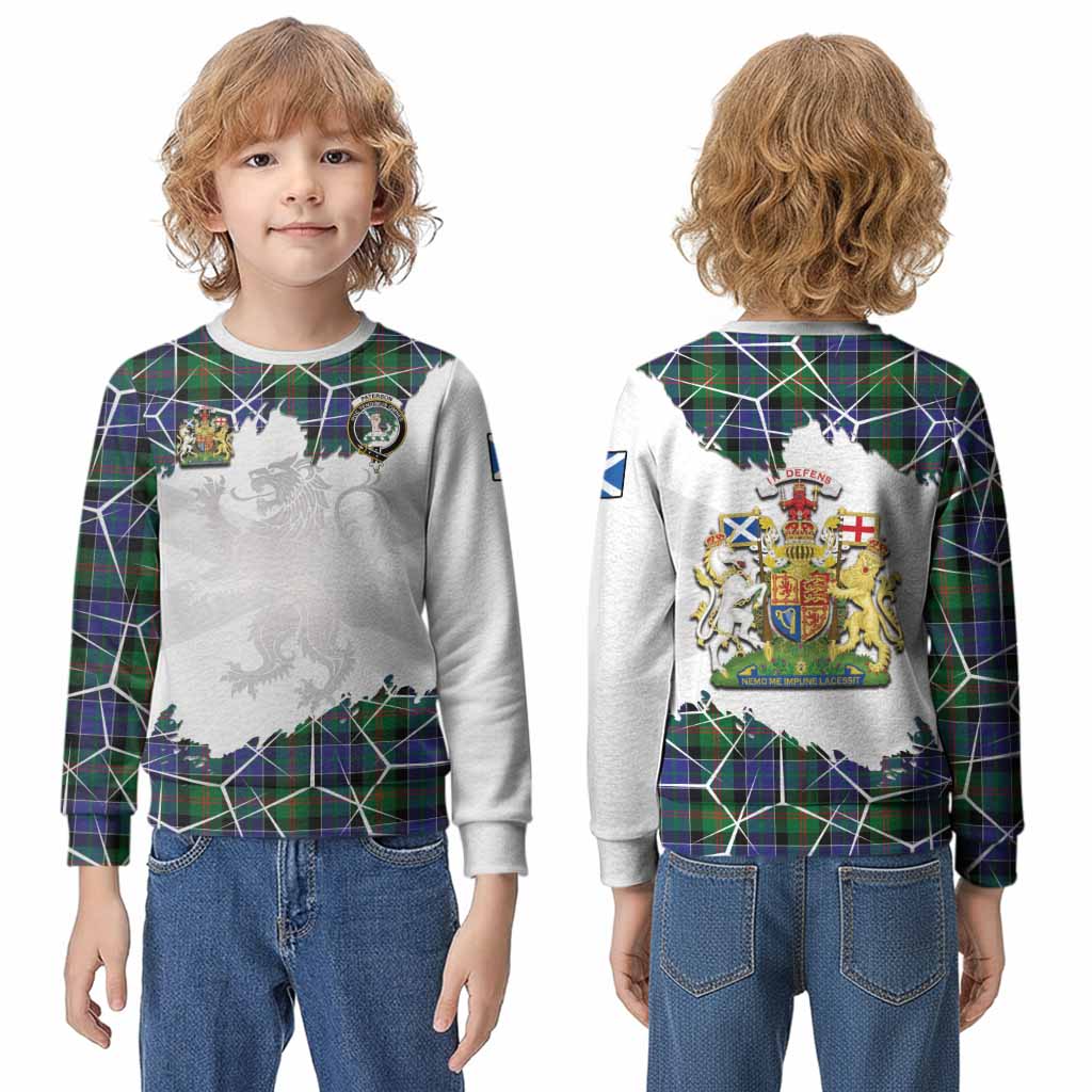 Paterson Tartan Kid Knitted Sweatshirt with Family Crest and Lion Rampant Grunge Style