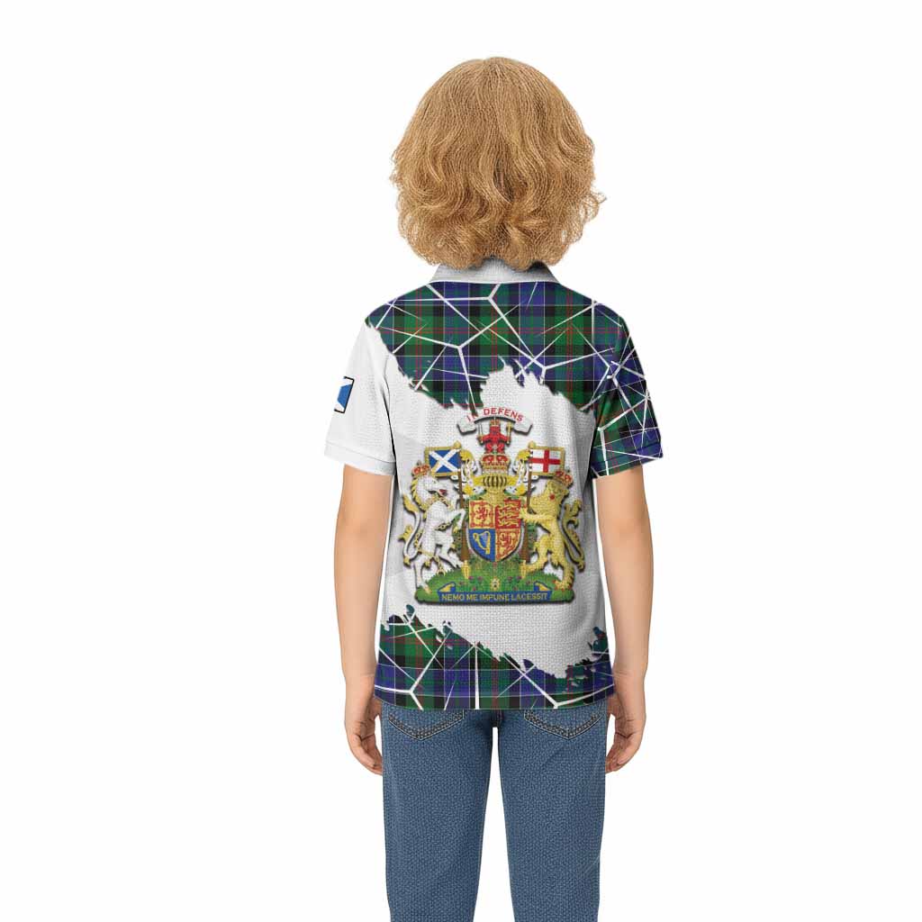 Paterson Tartan Kid Polo Shirt with Family Crest and Lion Rampant Grunge Style