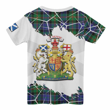 Paterson Tartan Kid T-shirt with Family Crest and Lion Rampant Grunge Style
