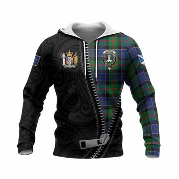 Paterson Tartan Knitted Hoodie New Zealand Pattern Unique Zipper Stylized