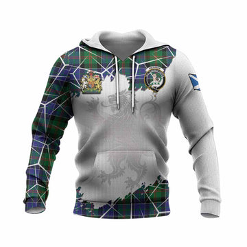 Paterson Tartan Knitted Hoodie with Family Crest and Lion Rampant Grunge Style
