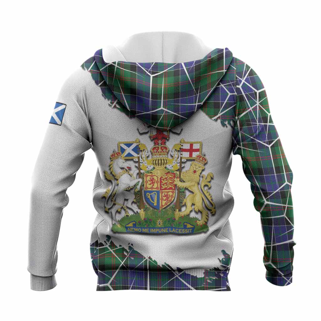 Paterson Tartan Knitted Hoodie with Family Crest and Lion Rampant Grunge Style