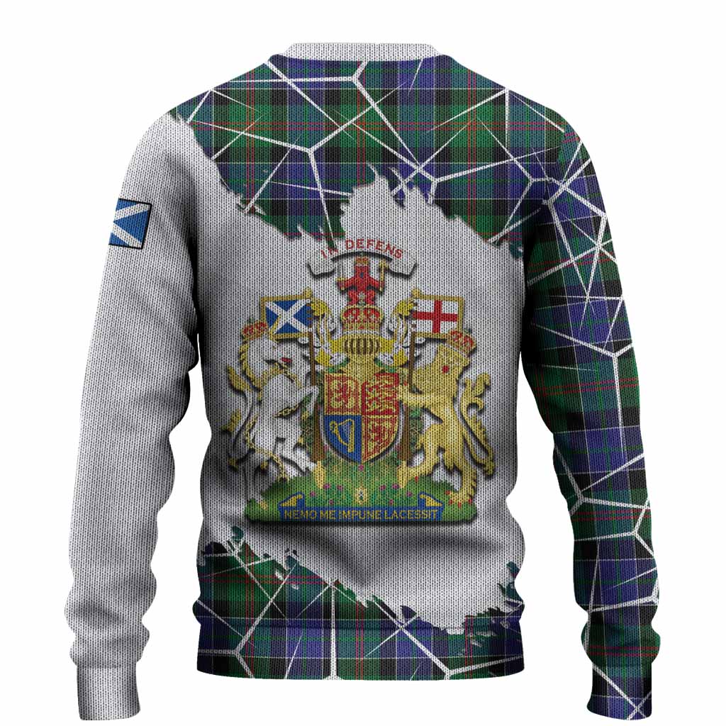 Paterson Tartan Knitted Sweater with Family Crest and Lion Rampant Grunge Style